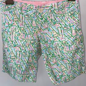 Sale Lilly Pulitzer sz0 Bermuda multicolored sailboat lighthouse print shorts